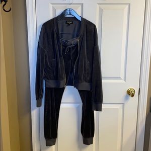 Juicy couture velour jogger jumpsuit gray